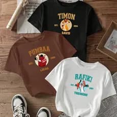 camiseta feminina de algodão kit com 3 Timon Pumba Rafiki blusa marrom preta Off white