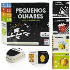 Livrinhos Infantil Bebê Pequenos Olhares Estímulo Visual Alto Contraste Kit 4 Livros de 0 a 12M