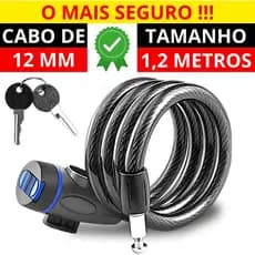 Cadeado Bicicleta Com Chave Aço Reforçado Tranca Trava Bike Moto Portão Capacete