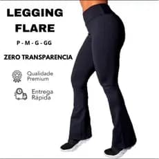 Calça Flare Boca De Sino Feminina Bailarina Cintura Alta Cós No Umbigo