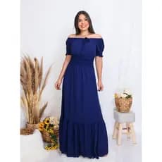 Vestido Longo Feminino Ciganinha Manga Curta Elegante Casual