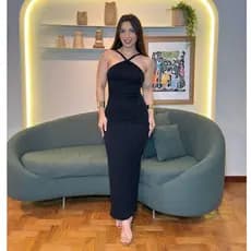 Vestido Talia Feminino Longo Decote Cruzado Moda Fashion Elegante