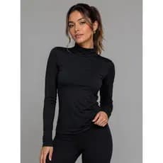 Blusa Cacharrel Segunda Pele Feminina Gola Alta Suplex Manga Longa