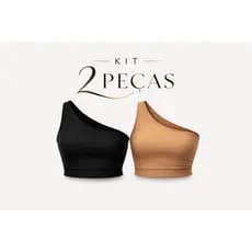 Kit 2 Croppeds Femininos Uma Alça Mula Manca Top Moda Blogueira
