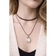 ✨ Colar Feminino Duplo com Pingente de Cristal – Estilo Boho Chic