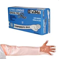 Luva Inseminação Artificial em Bovinos Toque Apalpação Especial Flex Sensível 80cm C/100 Walmur