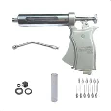 Vacinador Seringa Veterinária tipo Pistola 50ml + Bico Dosador Oral + Maleta + Peças Sobressalentes