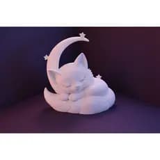 Escultura Decorativa Gatinha na Lua de Enfeite Fofo para Quarto, Sala e Mesa Decoração Criativa Gato