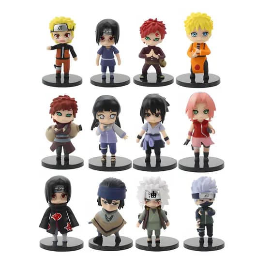 Kit 4 Bonecos Naruto Anime Action Figure Boneco de Decoração Brinquedo Miniatura