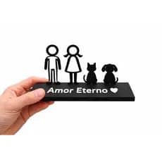Enfeite de Mesa Família com Pets Personalizado Decoração Criativa para Presente Dia dos Namorados
