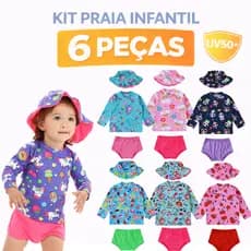 Kit  Lote Sortido 6 Peças de Roupa De Praia Bebê Menina Infantil Verão