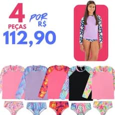 Kit Lote Sortido 4 Peças de Roupa De Praia Bebê Menina Infantil Verão Feminino