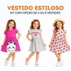 Vestido Infantil Menina Casual Algodão Estampado Listrado Feminino do 1 ao 10