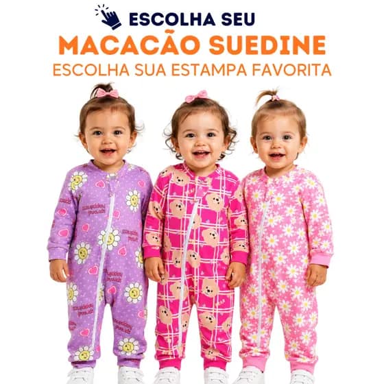 Escolha Seu Macacão Bebe Menina Roupa Inverno 100% poliéster Com Zíper  Confortável