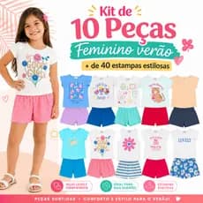 Kit Sortido 10 Peças de Roupas Infantil Menina Conjunto Tamanho 1 ao 10