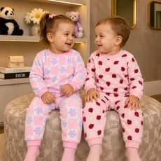 Conjuntos Peluciado Pijamas Bebê e Infantil de Fleece Premium Ultrasoft Feminino Inverno - M ao GG