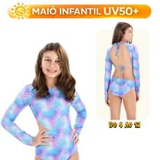 Maiô Premium Natação Infantil Biquíni Manga longa Proteção Solar Uv Praia