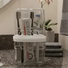 Porta-escovas de dente com Tampa Transparente 6 Lugares Design Moderno Livre de BPA