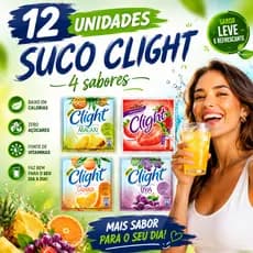 Kit 12 Suco Clight Refresco Em Pó Zero Açúcar 4 Sabores Mix Vitaminas Fitness