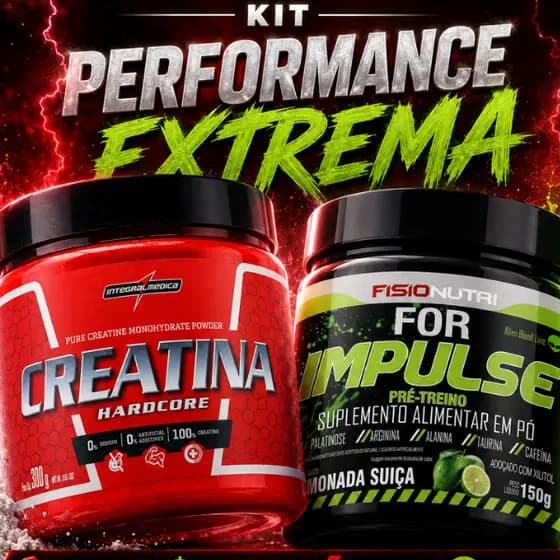 KIT–PRÉ TREINO FOR IMPULSE + CREATINA  INTEGRALMÉDICA 300GR