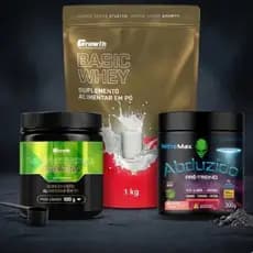 Kit Whey 1kg + Creatina 100gr + Pré-Treino Abduzido 300gr GR0WTH SUPLEMENTOS
