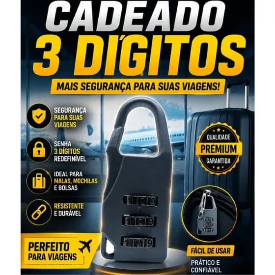 Cadeado com Senha 3 Dígitos Pequeno Anti Furto para Mala Mochila Armário Academia