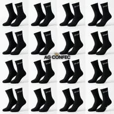 Kit 24 Pares Meias Masculinas UNISSEX Pretas/Brancas/Cinzas Cano Alto Longo 100% Algodão
