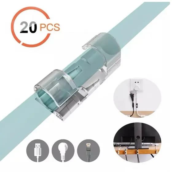 Kit c/20 Clips Fixador Organizador de Fios e Cabos 20 Peças Autoadesivo0