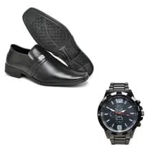 Sapato Masculino Social Elegante Luxo Moderno com Relógio Analógico do 37 o 44