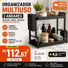 Organizador Multiuso Metalico 2 Andares Preto Portatil Compacto Pratico #cozinhaorganizada #superluxo