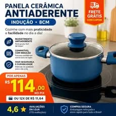 Panela Ceramica Antiaderente Indução Azul 8cm Original #panelaantiaderente #panelaceramica #panelai.