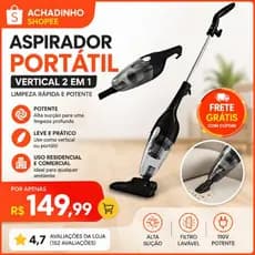 #AspiradorPortatil, Vertical c/Fio 127V ou 220V#LimpezaFacil #limpaSecoMolhado #Casacarro #superluxo