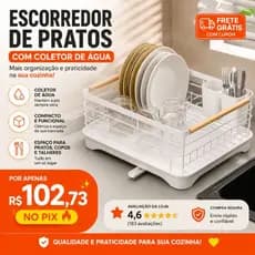 Escorredor Pratos Talheres Coletor Agua Organizador Pia Cozinha Compacto