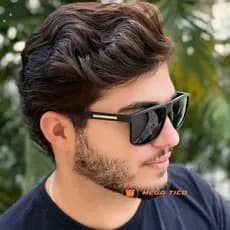 Óculos de Sol Masculino Esportivo Quadrado Preto Estiloso Estiloso e Confortável