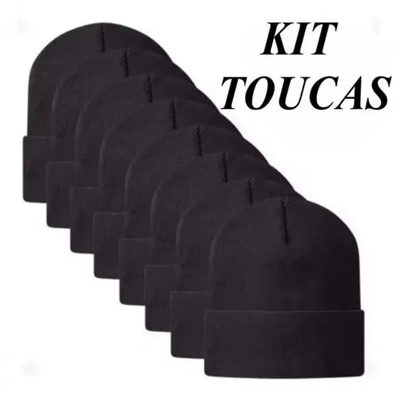 KIT 12 Toucas Adulto Preta Básica de Lã Unissex Toucas Frio Inverno Toca Gorro Boina Quente