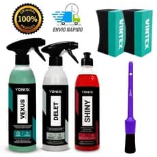 KIT LAVAGEM DE RODAS E PNEUS VONIXX VINTEXX - VEXUS DELET SHINY E ACESSÓRIOS