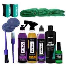 Kit Lavagem Automotiva Vonixx com V-Floc Tok Final Restaurax Pneu Pretinho Arominha e Acessórios