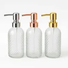 Frasco De Vidro Porta Saboneteira Prata Dourada Rosê para Sabonete Líquido com Válvula 400 ml