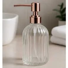 Dispensador Saboneteira de  Porta Sabonete Líquido em Vidro Dourado Prata Rosê Banheiro e Cozinha