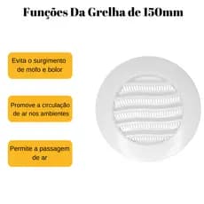 Grelha De Ventilação Redonda Com Tela Integrada 150mm - Joinsul