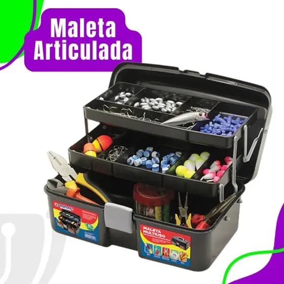 Maleta Pesca Articulada com 2 Bandejas Organizadora Ferramentas Multiuso Resistente