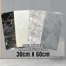 KIT Placa Revestimento Parede Decorativa 3D Autocolante Mármore Sala Quarto 60 x 30cm - 5/10/15/20 Peças