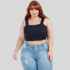 Cropped Feminino Plus Size Básico Leve e Confortável Copa Brasil Até G2 ao G4