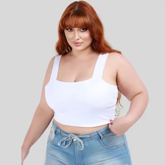Cropped Clássico Plus Size Sem Estampa Conforto e Estilo com Ribana Gold G2-G4