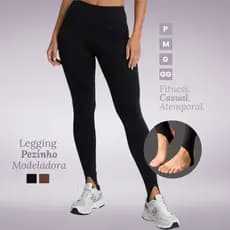Calça Legging Pezinho Modeladora Feminina Cintura Alta Forrada Moda