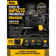 Chave Parafusadeira de Impacto Pneumática 1 Polegada Eixo Estendido Torque 2400 Nm 3900rpm - FortG