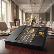 24 Peças Talheres Dourado de Aço Inox Garfo Colher Faca Colher De Mesa