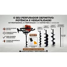 Perfurador de Solo Nakasaki 75cc - Alta Produtividade e Conforto com 3 Brocas