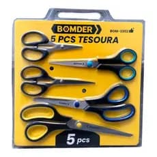 Kit 5 Tesoura Lamina De Aço Inoxidável Resistente Universal
