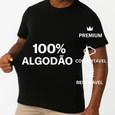 Camiseta Lisa Algodão Premium Respirável Confortável Masculina Básica Prática Confortável Verão